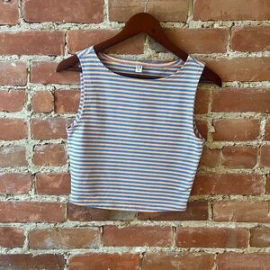 Fashion Brand Company Orange and Lavender Striped Ribbed Tank